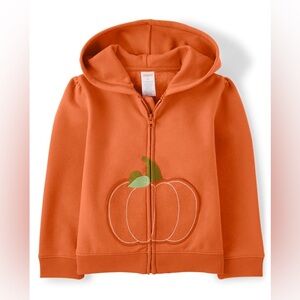 GYMBOREE Girls' Perfect Pumpkin Line Orange Pumpkin Pocket Full Zip Hoodie 6